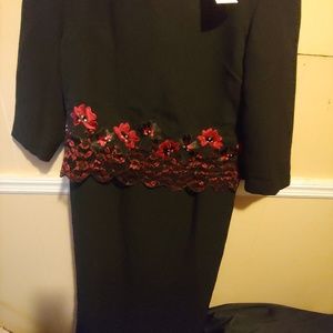 Women gorgeous long dress Black Red size 10